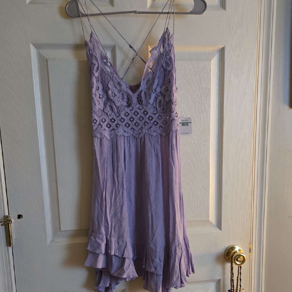 Free People Lavender Lace Trim Sundress SIZE large NWT